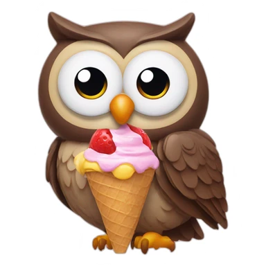 owl eating an icecream sticker