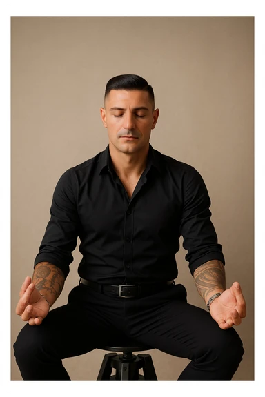 Uomo che applica la respirazione per calmare il suo sistema nervoso sticker