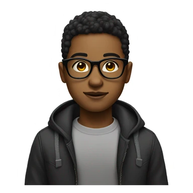 black light skin boy with glasses and a mid taper sticker