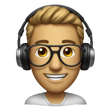 Un Dj con lentes , tocando una tornamesa y unos audífonos en las orejas  sticker