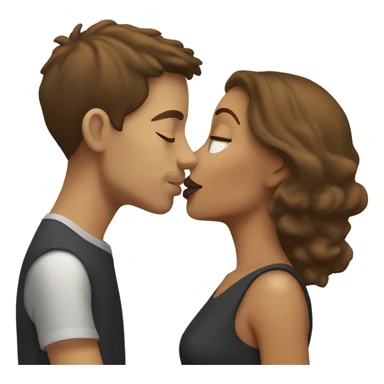 Light skin woman with brown hair kissing white man sticker