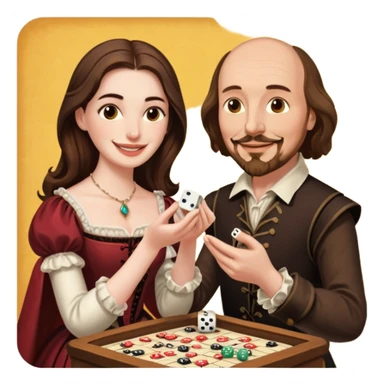 Can you make an emoji of William Shakespeare and Anne Hathaway playing Yahtzee  sticker