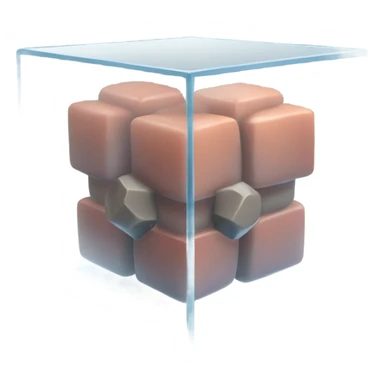 male abs cubes inside a glass cube on a stand isometric view sticker