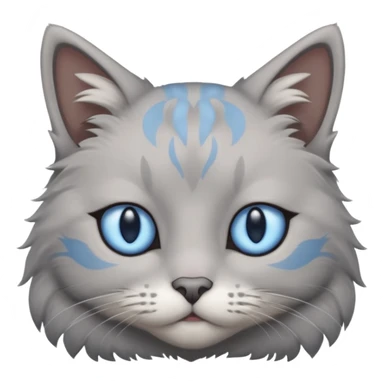 a gray cat with blue eyes on its FOREHEAD sticker