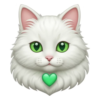 White cat with green eyes and heart sticker