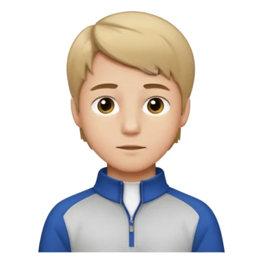 boy with dark blonde hair middle part with a quarter zip and a ' overhemd' underneath sticker