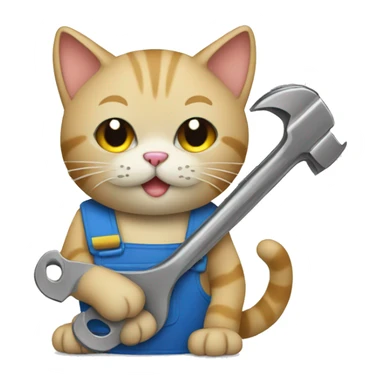 a cat with a wrench repairs a PC sticker