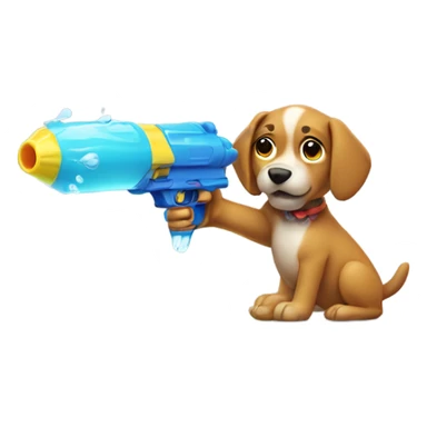Dog shooting water gun sticker