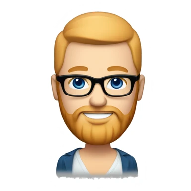 Chubby White groom with black glasses blue eyes no hair and strawberry blonde long beard  sticker