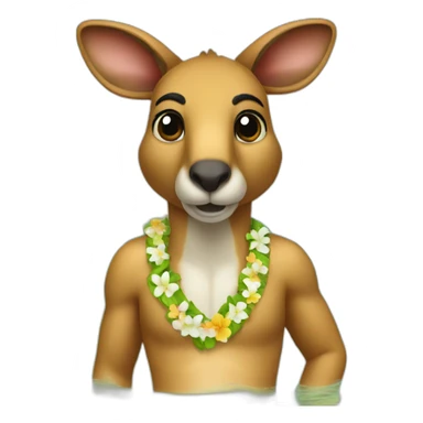 a kangaroo wearing an hawaii bath trunk sticker