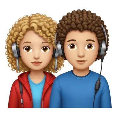 curly haired with headphones in girls and boys sticker