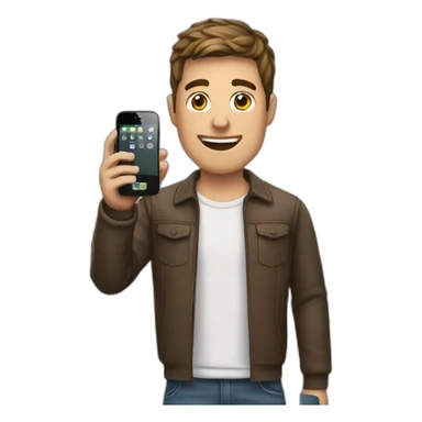 A guy holding a iphone sticker