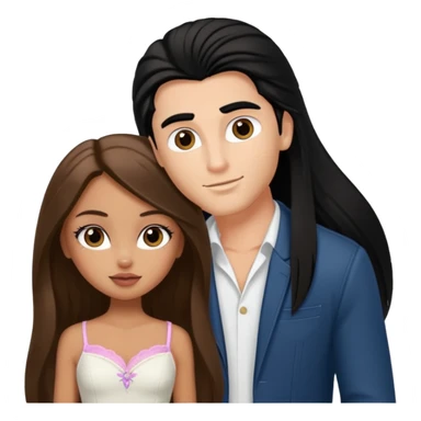 a pretty tan bratz girl with long brown hair and white bratz man with black hair sticker