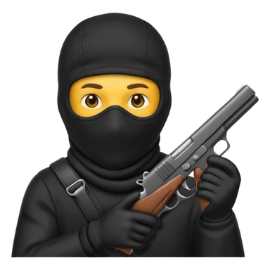 Un emoji con una balaclava negra con una pistola en la mano sticker