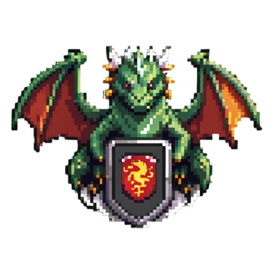Shield badge with a fierce dragon protecting a computer, cybersecurity theme sticker