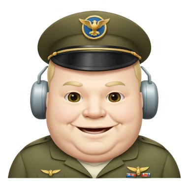a military plane with a head of a bold fat man sticker