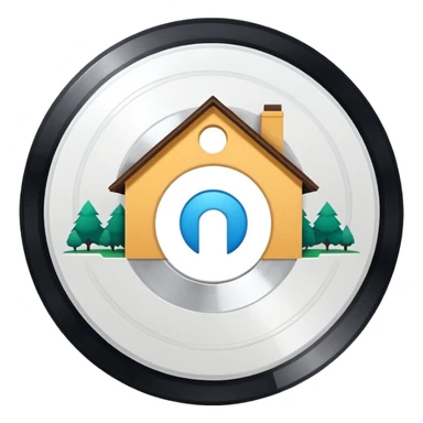 white vinyl with a house logo in the middle sticker