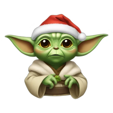Yoda wearing a Christmas hat  sticker