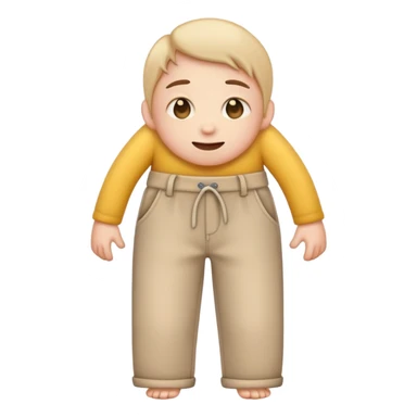 Emoji blushing but its eyes are narrow and is holding pants sticker