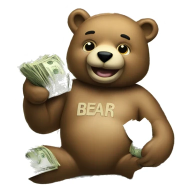 Bear with lots of money sticker