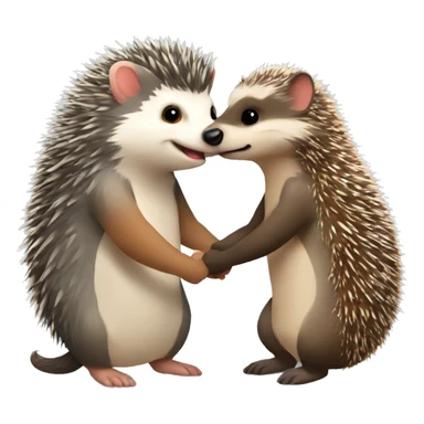 hedgehog and ferret holding hands sticker