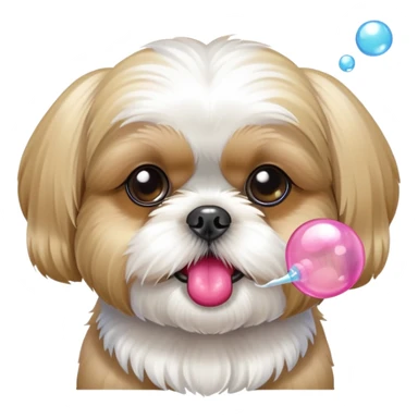 Blonde Shih tzu blowing bubble gum  sticker