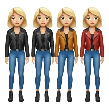 Women in leather jocket, full body, different color leather jocket, close up sticker