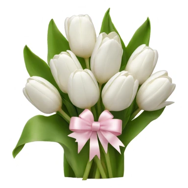 White tulips bouquet with light pink bow  sticker