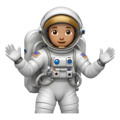 astronaut in white space suit with helmet, gloves and backpack floating in space sticker