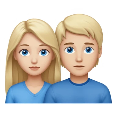 Couple blond boy bleu eyes and his girlfriend long brunette hair and blue eyes  sticker