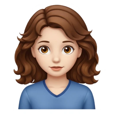 a girl with brown hair white skin wavy hair and brown eyes  sticker
