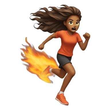 Girl running from fire sticker