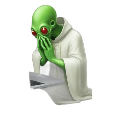 cthulhu priest praying over macbook laptop sticker
