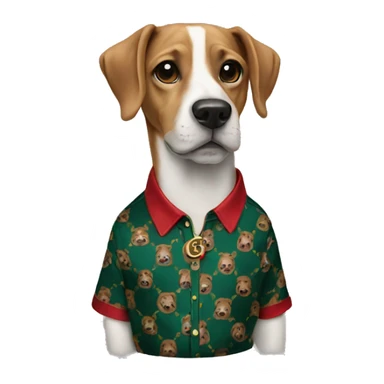 Dog wearing Gucci shirt  sticker