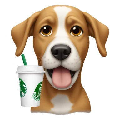 Dog drinking starbucks sticker