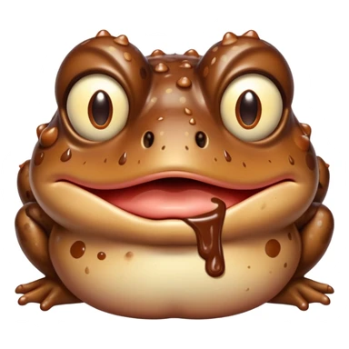 funny toad face with chocolate dripping from its mouth, burping, bufo toad character sticker