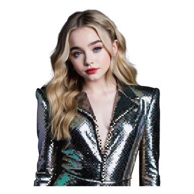 Sabrina Carpenter in Short n' Sweet concert look, sparkly outfit sticker
