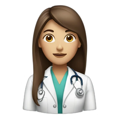 Female brown long straight hair Doctor sticker