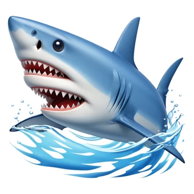 blue shark with sharp teeth swimming sticker