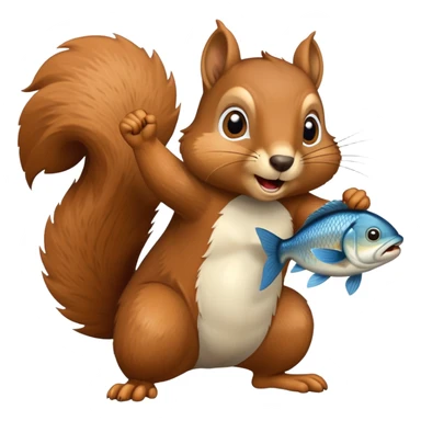 squirrel punching with a fish sticker
