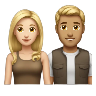 couple brown hair man and blonde hair woman sticker
