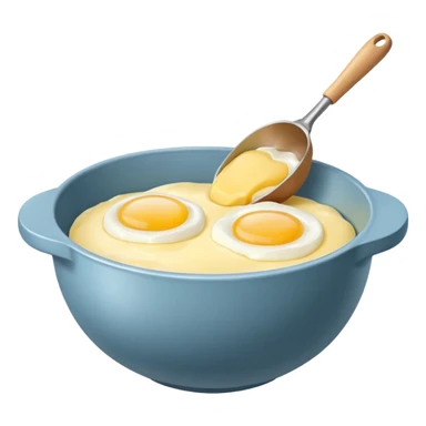 baking preperation with mixing bowl with uncracked eggs and butter sticker