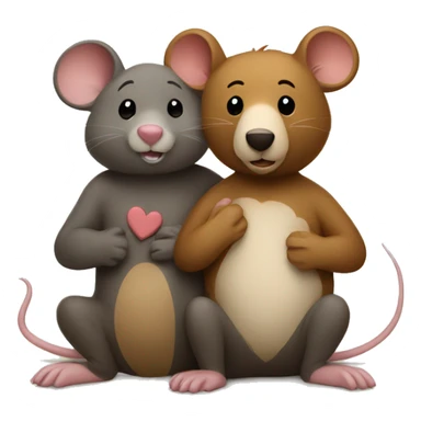 mouse and bear sitting next to each other, in love sticker