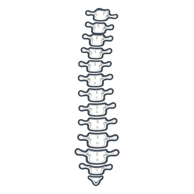 hand-drawn outlined human spine icon, X-ray style, no fill sticker