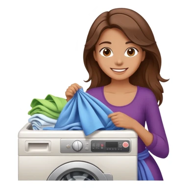  happy elegant beautiful girl flowy brown hair that is more valuable then corals doing laundry in old-money style  sticker
