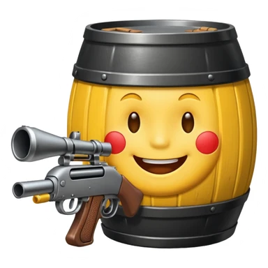 Create a smiling face emoji that’s sucking on the barrel of a shotgun sticker
