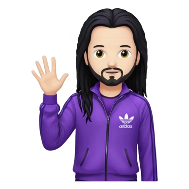Jonathan Davis long black hair, sequin purple Adidas outfit sticker