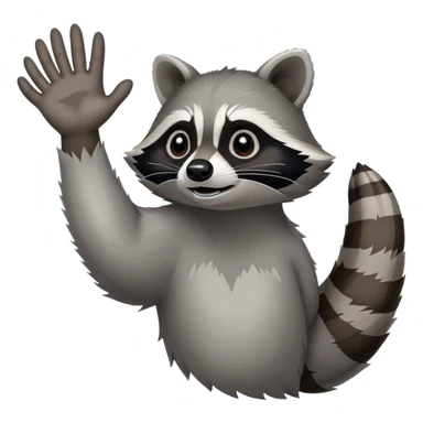 raccoon hand and forearm reaching out as if grabbing something, back of the hand visible, no raccoon body sticker