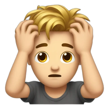 An sad man that His hands are between his hairs and want to pull his hairs strongly sticker