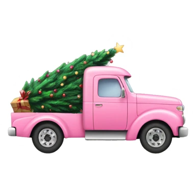 Pink truck carrying a Christmas tree  sticker